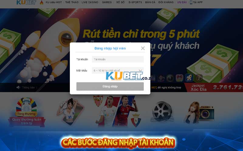 Các bước đăng nhập tài khoản tại kubet